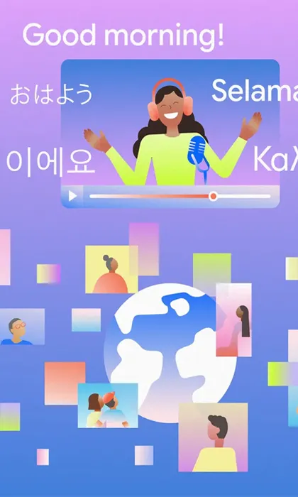 YouTube Çok Dilli Seslendirme ile Kanalınızı Dünya Çapında Büyütün Youtube'un çok dilli seslendirme (multi language) özelliğini dünyaya açtığını duyuran görseli.