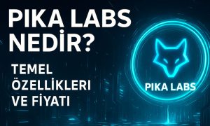 Pika Labs Nedir? Temel Özellikleri ve Fiyatı Futuristik neon şehir manzarası üzerine yerleştirilmiş 'Pika Labs nedir? Temel özellikleri ve fiyatı' başlığı. Görselin sağında, mavi parıltılı dairesel hologram içinde Pika Labs AI logosu (stilize tilki başı) yer alıyor. Arka plan, dijital veri yolları ve yüksek teknoloji binalarıyla çevrili cyberpunk atmosfer sunuyor.