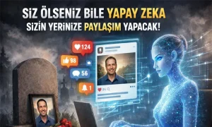 Meta’dan Siz Ölünce Paylaşım Yapacak Yapay Zeka Siz Ölseniz Bile Yapay Zeka Sizin Yerinize Paylaşım Yapacak başlıklı dijital bir sahne.