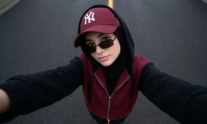 Sokak stili selfie promptu ile üretilmiş örnek bir görsel.