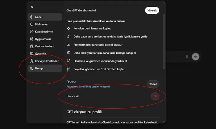 ChatGPT Hesap Silme Nasıl Yapılır? (Adım Adım Anlatım 2026) silme asamasi 2