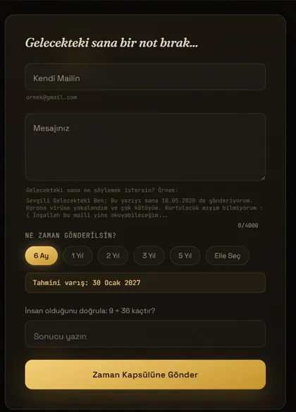 Bugünden Geleceğe Mektup Yazın. 5 Yıl Sonra Size Ulaşacak! gelecegeyaz form