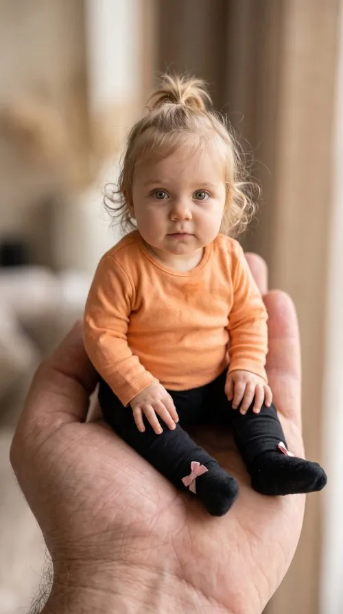 Avuç İçinde Bebek Fotoğrafı Yapma Promptları 2. Avuç içinde bebek fotoğrafı promptu ile üretilen örnek görsel.