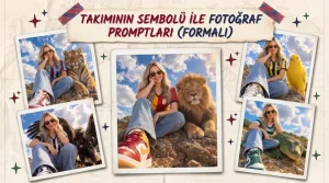 Yazının öne çıkan görseli. Üzerinde "Takımının Sembolü ile Fotoğraf Promptları (Formalı)" başlığı yer alıyor.