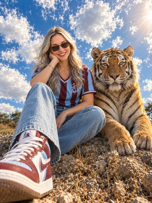 Trabzonspor formalı kaplan ile fotoğraf promptu ile üretilen örnek görsel.